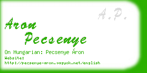 aron pecsenye business card