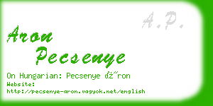 aron pecsenye business card